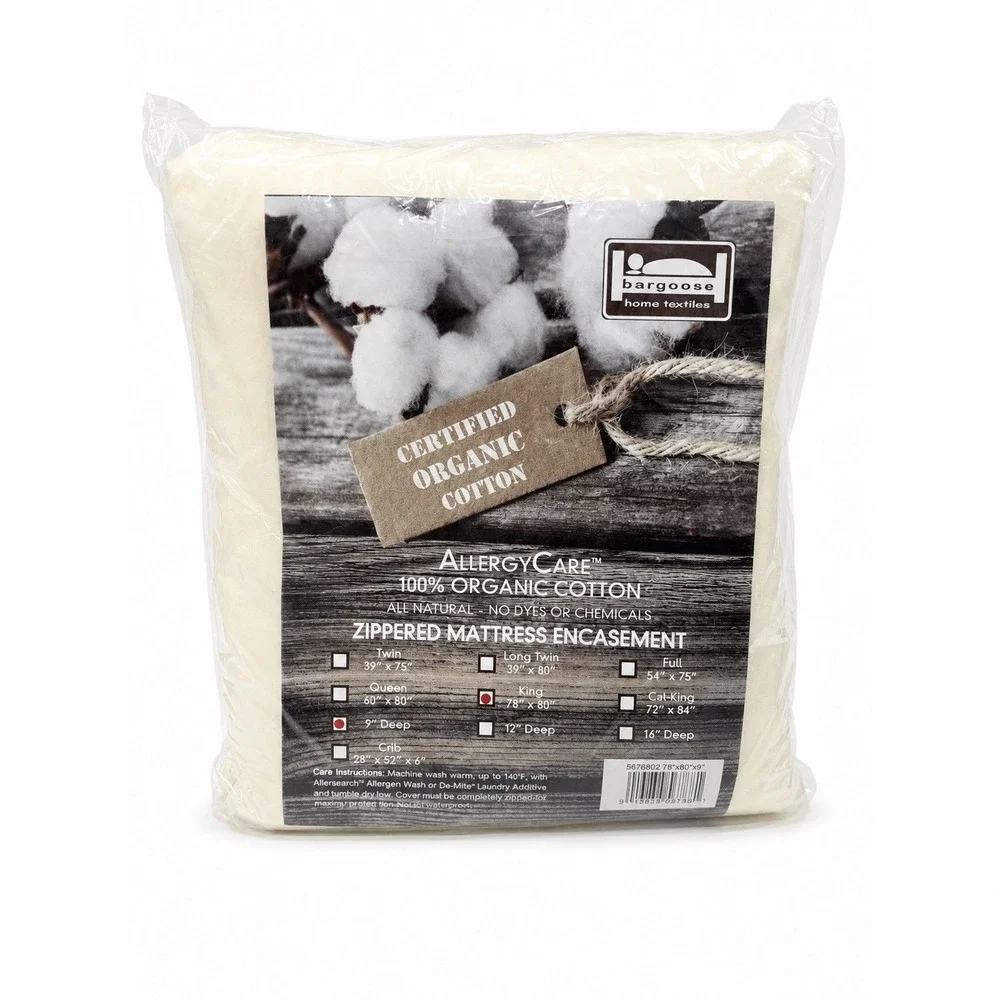 Bargoose AllergyCare Organic Cotton King Zippered Mattress Encasement 9in